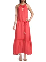 Ruffled Linen Halter Dress