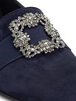 Carlton Rhinestone Buckle Suede Loafers