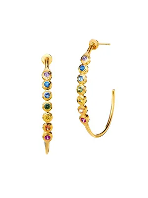 Mogul Chakra 18K Gold & Rainbow Sapphire Hoop Earrings