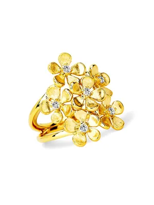 Jardin 18K Gold & Diamond Satin Flower Ring