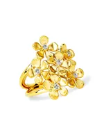 Jardin 18K Gold & Diamond Satin Flower Ring