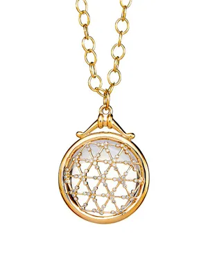 Cosmic 18K Yellow Gold, Diamond, & Rock Crystal Illusion Pendant Necklace