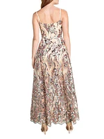 Umalina Floral Sequin Fit & Flare Gown