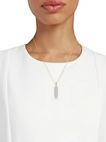 Power Crystals 14K Yellow Gold, Rock Crystal, & Diamond Pendant Necklace