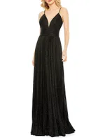 Ieena Pleated Shimmer Gown