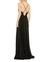 Ieena Pleated Shimmer Gown