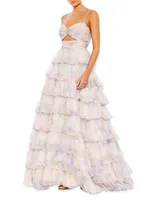 Ieena Floral Chiffon Ballgown