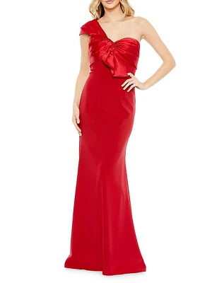 Half-Bow Bodice Trumpet Gown