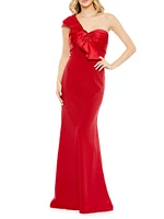 Half-Bow Bodice Trumpet Gown