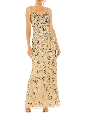 Embellished Scoopneck Gown