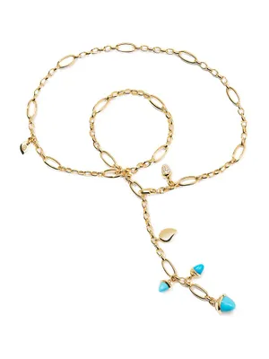 Mikado 18K Yellow Gold, Turquoise, & Diamond Necklace