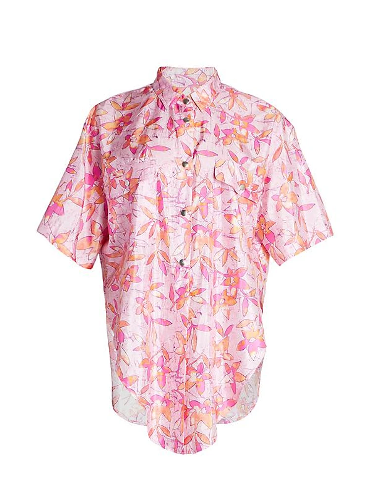 Liaggy Floral Silk Button-Up