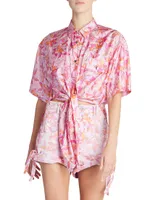 Liaggy Floral Silk Button-Up