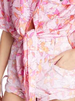 Liaggy Floral Silk Button-Up