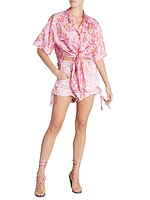 Liaggy Floral Silk Button-Up