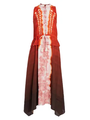Penelope Dyed Gradient Asymmetric Midi-Dress