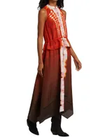 Penelope Dyed Gradient Asymmetric Midi-Dress