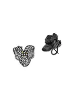 Orchid Black Rhodium-Plate & Diamond Stud Earrings