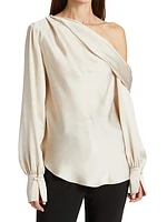 Alice Satin One-Shoulder Top