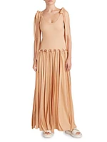 Sleeveless Fringe Maxi Dress