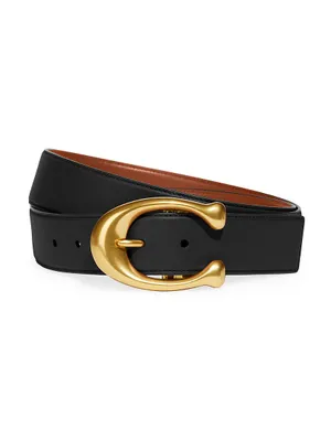 Logo Buckle Leather Belt