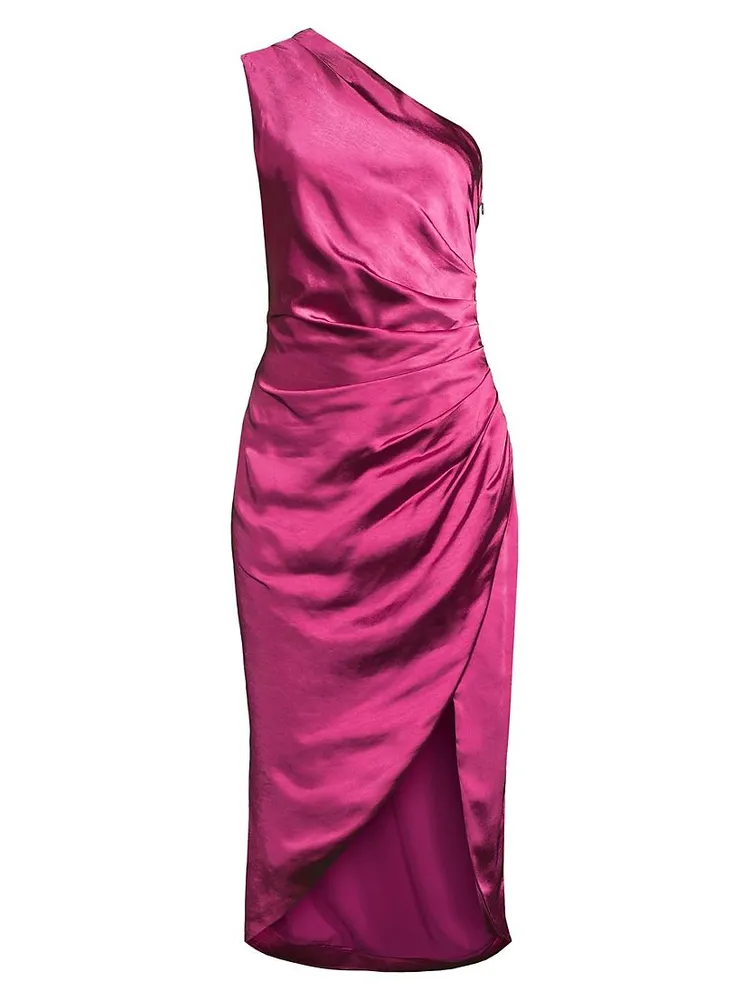 Cassini Satin One-Shoulder Dress