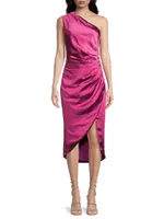 Cassini Satin One-Shoulder Dress