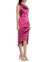 Cassini Satin One-Shoulder Dress