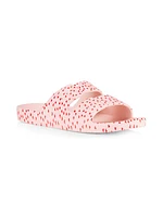 Heart-Print Two-Strap Slides