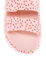 Heart-Print Two-Strap Slides