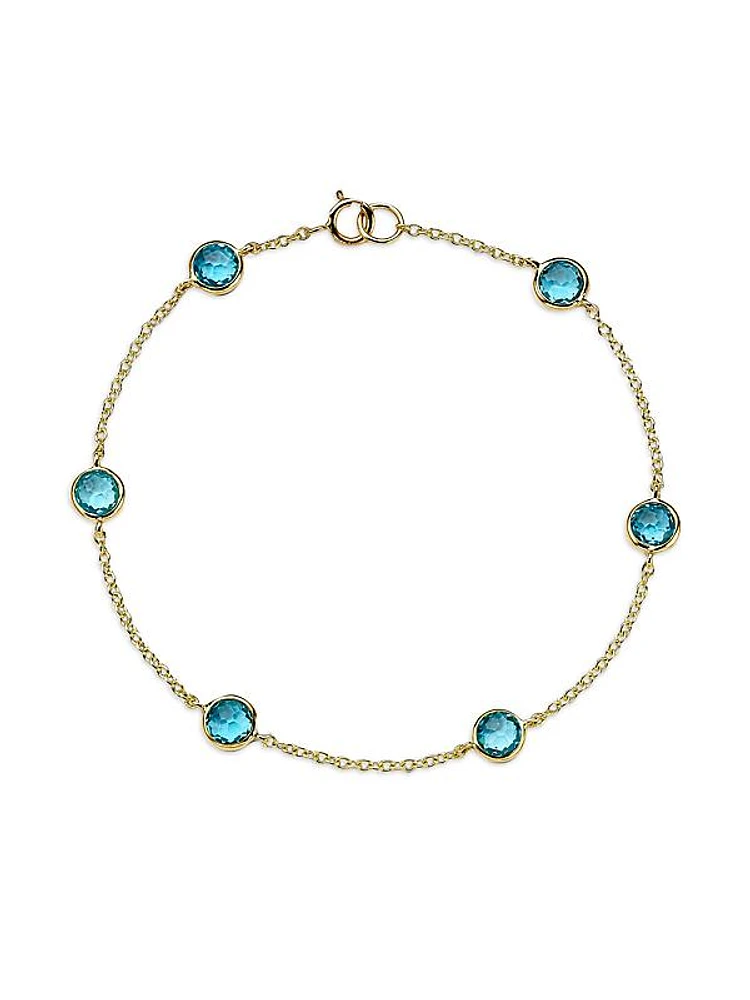 18K Green Gold & Swiss Blue Topaz Station Bracelet