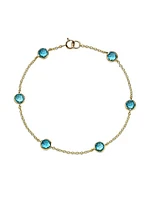 18K Green Gold & Swiss Blue Topaz Station Bracelet