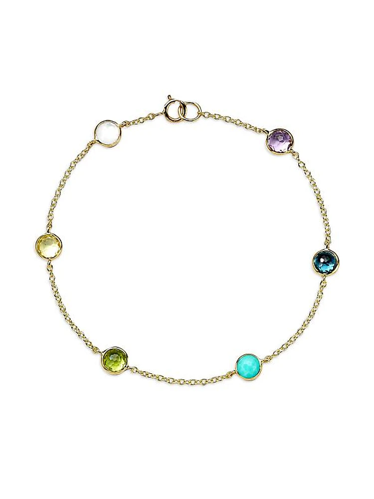 18K Green Gold & Multi-Gemstone Station Bracelet