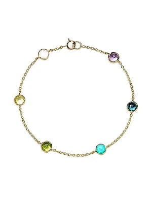 18K Green Gold & Multi-Gemstone Station Bracelet