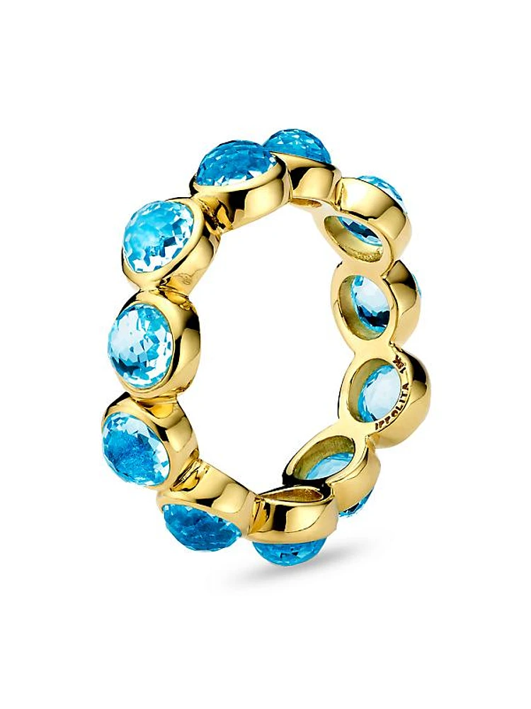 18K Gold Lollipop Swiss Blue Topaz Ring