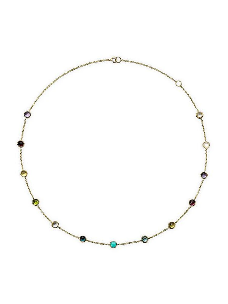 18K Green Gold & Multi-Gemstone Station Necklace