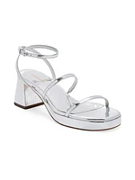 Gio Metallic Leather Ankle-Strap Sandals