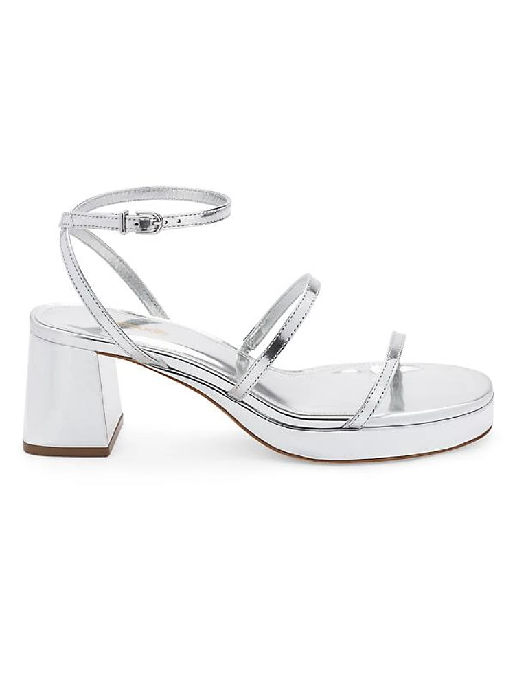 Gio Metallic Leather Ankle-Strap Sandals