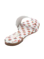 Ivy Strawberry-Print Leather Mules