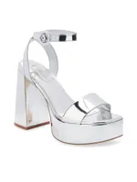 Dolly Metallic Leather Platform Ankle-Strap Sandals