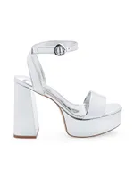 Dolly Metallic Leather Platform Ankle-Strap Sandals