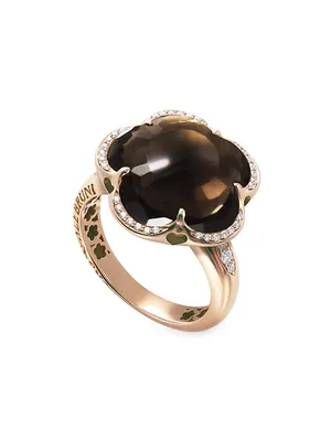 Bon Ton 18K Rose Gold, Smoky Quartz & Diamond Ring