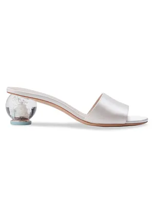 Love Satin Sculptural-Heel Mules