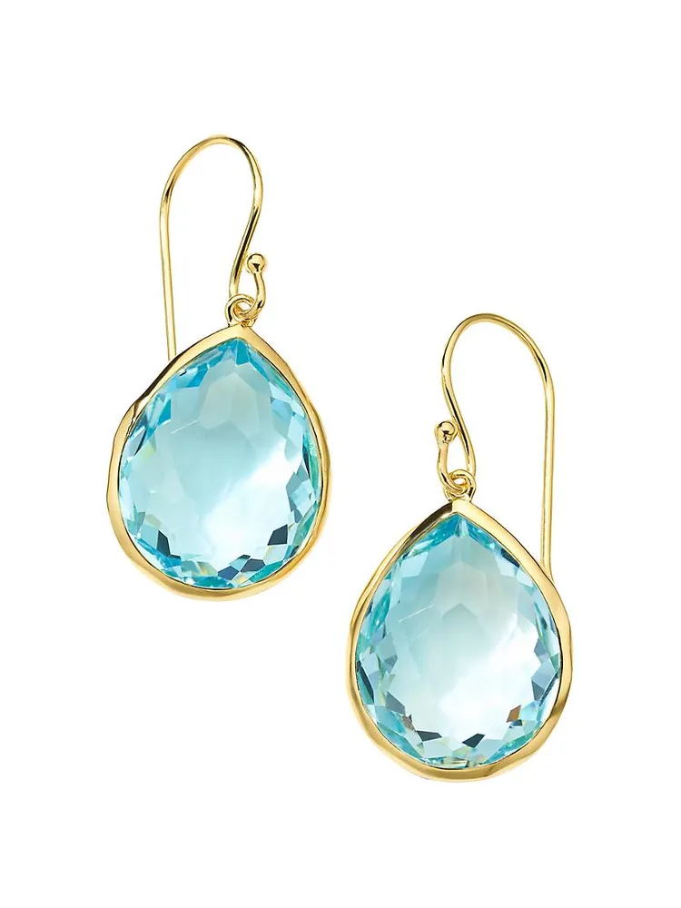 Rock Candy 18K Green Gold & Blue-Topaz Medium Teardrop Earrings