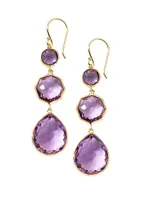 Small Crazy 8'S 18K Green Gold & Amethyst Drop Earrings