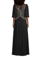 Embellished Illusion Neckline Gown
