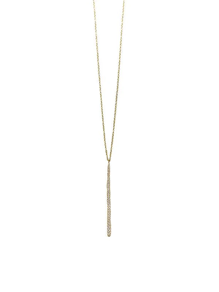 Stardust Long 18K Green Gold & Diamond Squiggle Stick Pendant Necklace