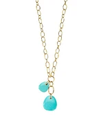 Rock Candy Double Pebble 18K Green Gold & Turquoise Pendant Necklace