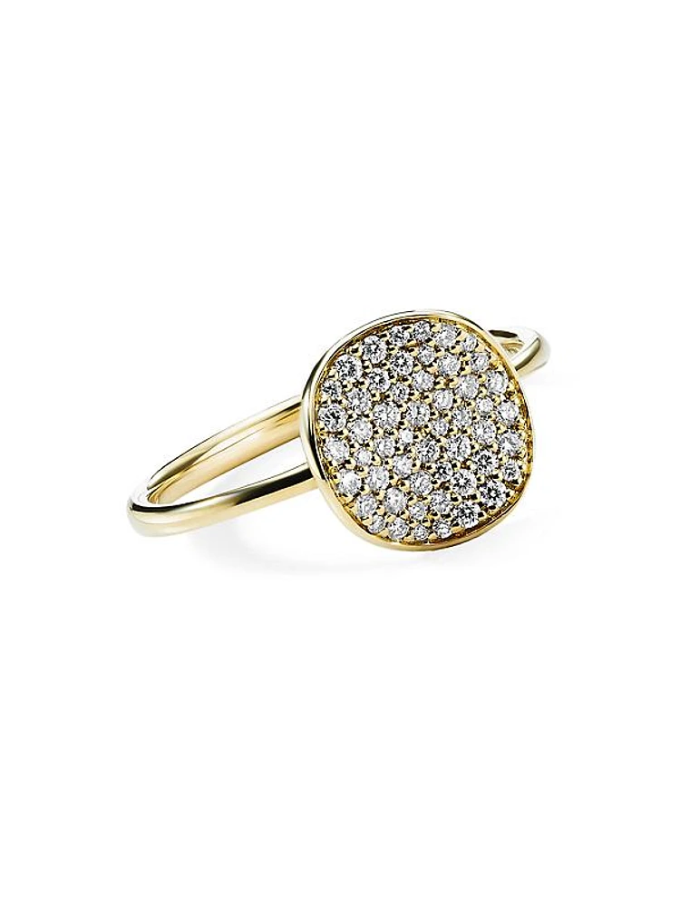 Stardust Small Flower 18K Green Gold & Diamond Disc Ring