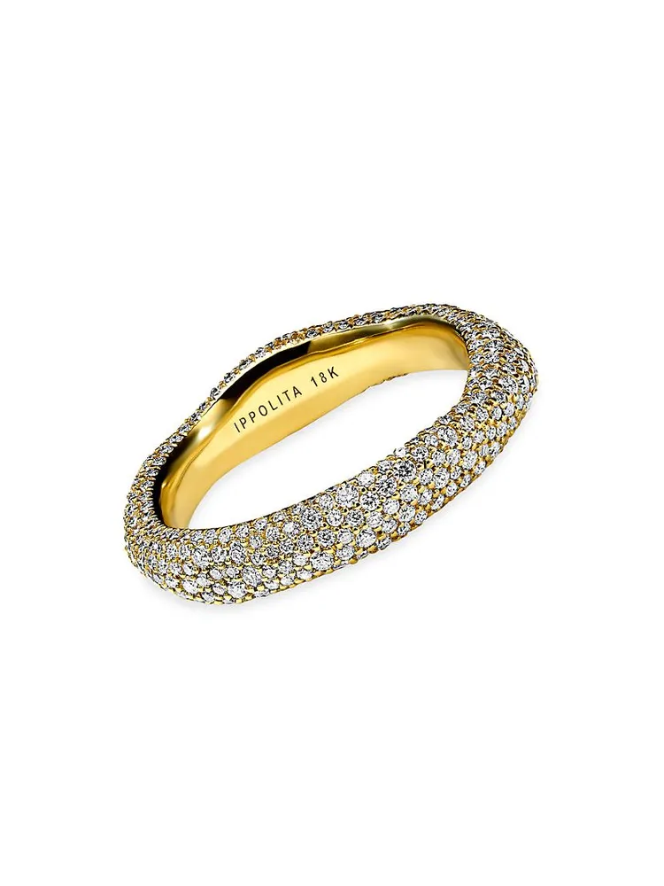 Stardust 18K Green Gold & Diamond Squiggle Ring